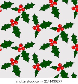 Vector seamless half-drop pattern, with leaves and bud