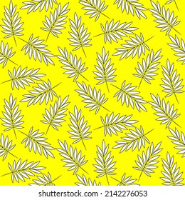 Vector seamless half-drop pattern, with leaves