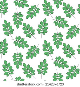 Vector seamless half-drop pattern, with leaves