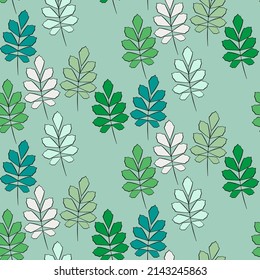 Vector seamless half-drop pattern, with leaves
