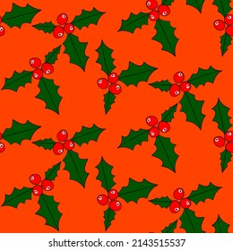 Vector seamless half-drop pattern, with leaves and bud