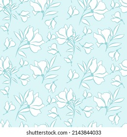 Patrón de medio gota sin fisuras del vector, con hojas y flores