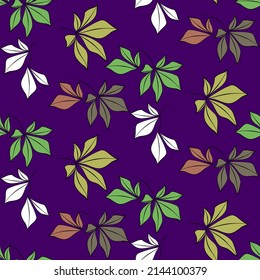 Vector seamless half-drop pattern, with leaves 