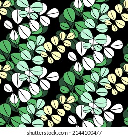Vector seamless half-drop pattern, with leaves