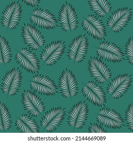 Vector seamless half-drop pattern, with leaves