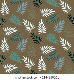 Vector seamless half-drop pattern, with leaves
