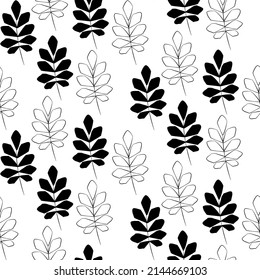 Vector seamless half-drop pattern, with leaves
