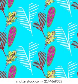 Vector seamless half-drop pattern, with leaves