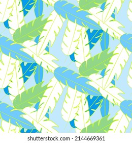 Vector seamless half-drop pattern, with leaves