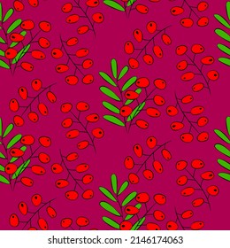 Vector seamless half-drop pattern, with leaves and bud