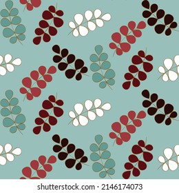 Vector seamless half-drop pattern, with leaves