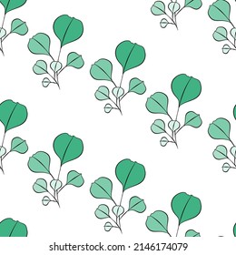 Vector seamless half-drop pattern, with leaves 