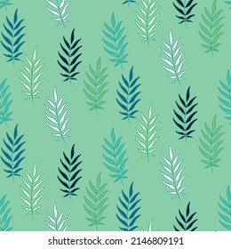 Vector seamless half-drop pattern, with leaves
