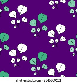 Vector seamless half-drop pattern, with leaves 