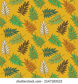 Vector seamless half-drop pattern, with leaves
