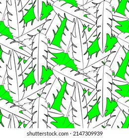 Vector seamless half-drop pattern, with leaves