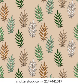 Vector seamless half-drop pattern, with leaves
