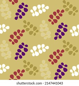 Vector seamless half-drop pattern, with leaves