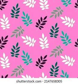 Vector seamless half-drop pattern, with leaves