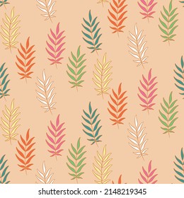 Vector seamless half-drop pattern, with leaves
