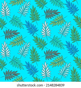 Vector seamless half-drop pattern, with leaves