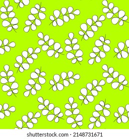 Vector seamless half-drop pattern, with leaves