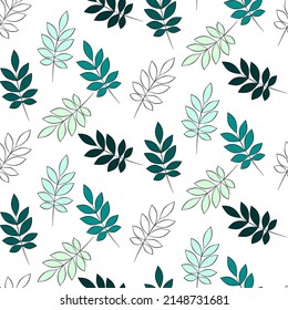 Vector seamless half-drop pattern, with leaves