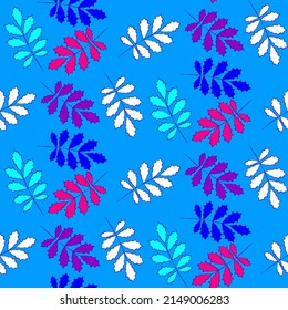 Vector seamless half-drop pattern, with leaves