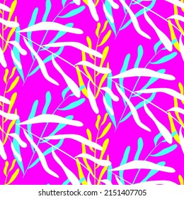 Vector seamless half-drop pattern, with leaves