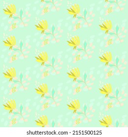 Vector seamless half-drop pattern, with leaves