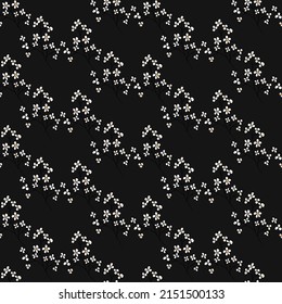 Vector seamless half-drop pattern, with leaves