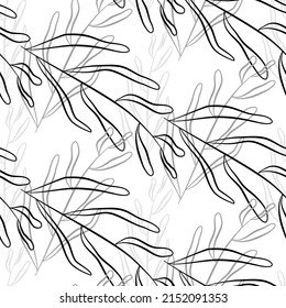 Vector seamless half-drop pattern, with leaves