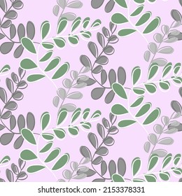 Vector seamless half-drop pattern, with leaves