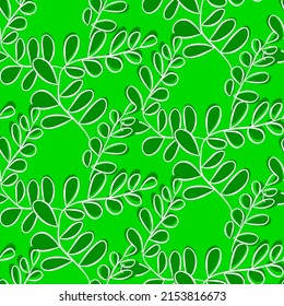 Vector seamless half-drop pattern, with leaves