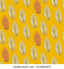 Vector seamless half-drop pattern, with leaves