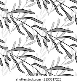 Vector seamless half-drop pattern, with leaves