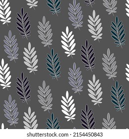 Vector seamless half-drop pattern, with leaves