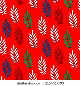 Vector seamless half-drop pattern, with leaves