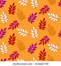 Vector seamless half-drop pattern, with leaves