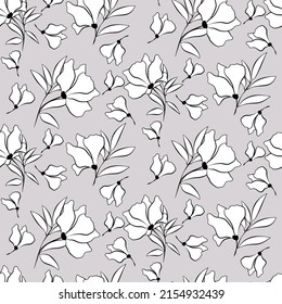 Vector seamless half-drop pattern, with leaves