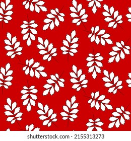 Vector seamless half-drop pattern, with leaves