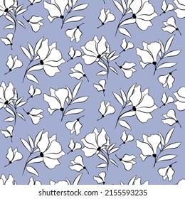 Vector seamless half-drop pattern, with leaves