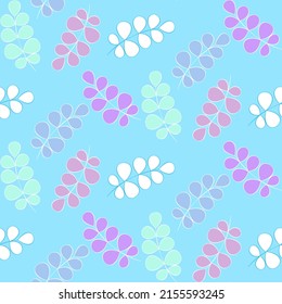 Vector seamless half-drop pattern, with leaves