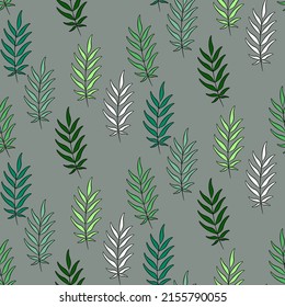Vector seamless half-drop pattern, with leaves