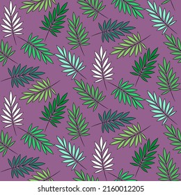 Vector seamless half-drop pattern, with leaves