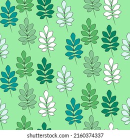 Vector seamless half-drop pattern, with leaves