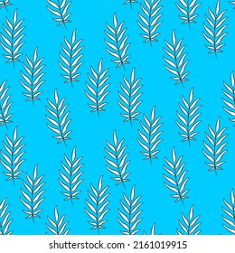 Vector seamless half-drop pattern, with leaves