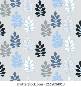 Vector seamless half-drop pattern, with leaves
