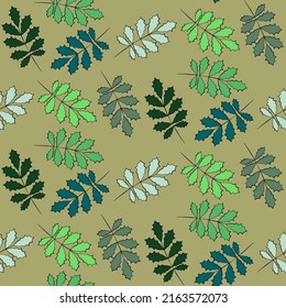 Vector seamless half-drop pattern, with leaves