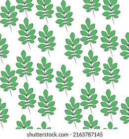 Vector seamless half-drop pattern, with leaves